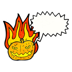 cartoon flaming pumpkin