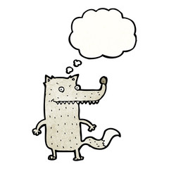 thinking wolf cartoon