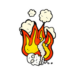 flaming skull cartoon