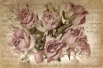Obrazy na Szkle  tło z suszonymi różami