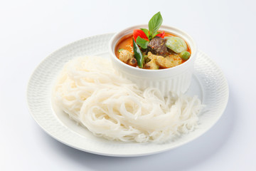 Thai vermicelli eaten with green curry, Thai Food