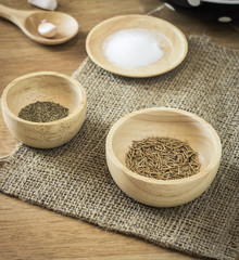 ingredient in bowl on wooden table