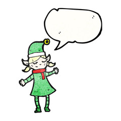 christmas elf girl cartoon