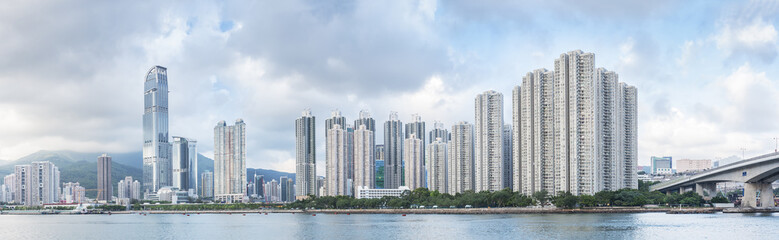 Panorama view of Harbor of Hong Kong City