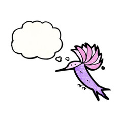 cartoon hummingbird with thought bubble