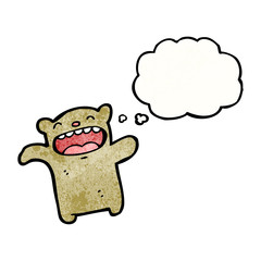 little bear with thought bubble cartoon