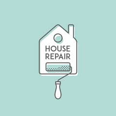 House repair. Painting services. Elements for cards, illustration, poster and web design. - obrazy, fototapety, plakaty
