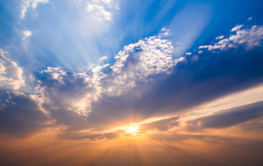 Sunset with sun rays