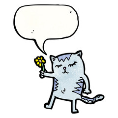 cartoon cat with flower