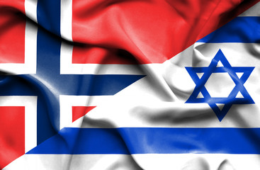 Waving flag of Israel and Norway