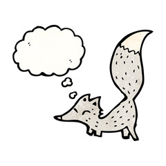 cartoon little wolf with thought bubble