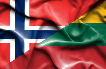 Waving flag of Lithuania and Norway