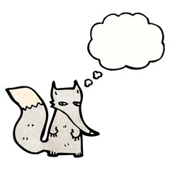 cartoon little wolf with thought bubble