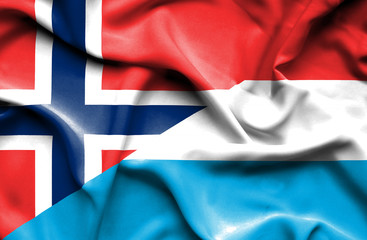 Waving flag of Luxembourg and Norway