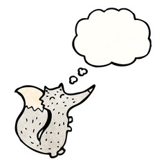 cartoon little wolf with thought bubble