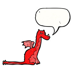 cartoon red dragon with speech bubble