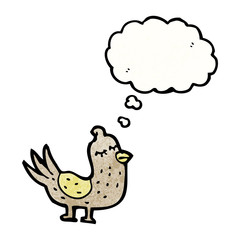 cartoon bird with thought bubble