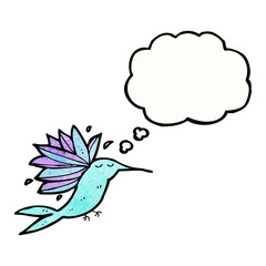 cartoon hummingbird with thought bubble