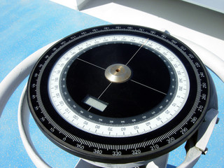 Compass on the bridge of a cruise ship