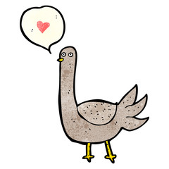 cartoon bird with love heart