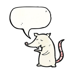 cartoon lab rat with speech bubble