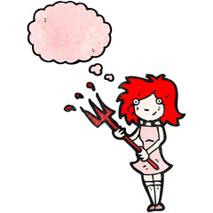woman with devil pitchfork