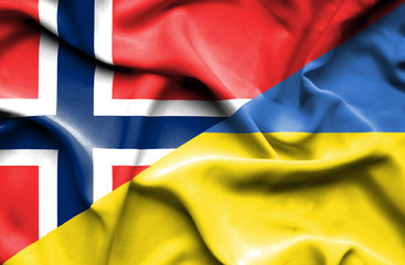 Waving flag of Ukraine and Norway