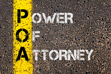 Business Acronym POA as Power Of Attorney - obrazy, fototapety, plakaty