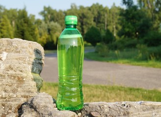 Drink in a plastic bottle on a hot day

