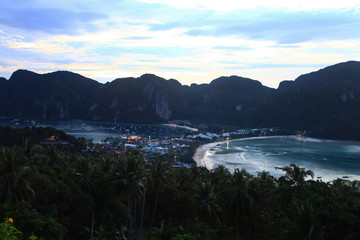 Obraz premium night landscape palm bay island