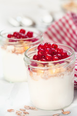 healthy breakfast with granola and  red currant