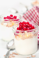 healthy breakfast with granola and  red currant