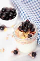 fresh yogurt with granola and  fruit