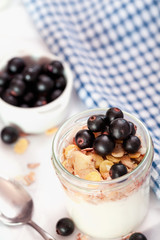 healthy breakfast with granola and yogurt