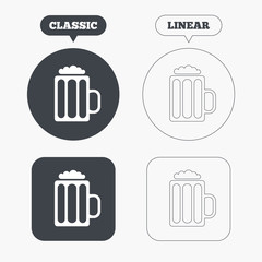 Glass of beer sign icon. Alcohol drink symbol.