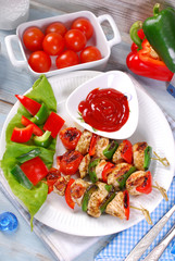 chicken and vegetable grilled skewers