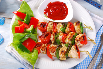 chicken and vegetable grilled skewers