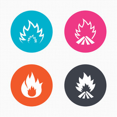 Fire flame icons. Heat signs.