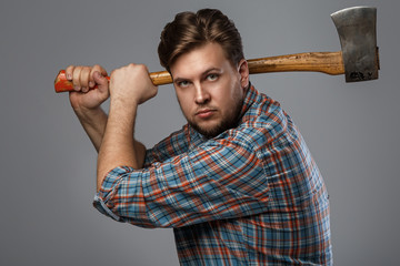 Bearded man with axe