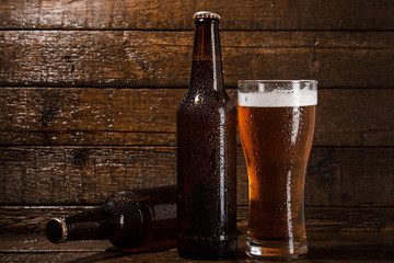 Bottles and glass of beer