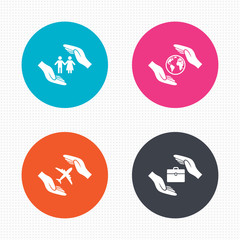 Hands insurance icons. Human life-assurance.