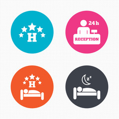 Five stars hotel icons. Travel rest place.