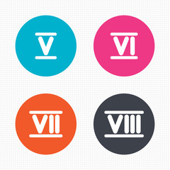 Roman numeral icons. Number five, six, seven.