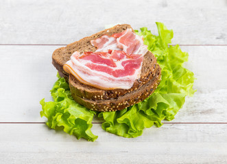 Sandwich on the wooden table
