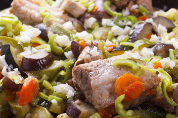 Grilled meat and vegetables
