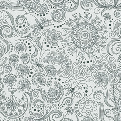 vector seamless black and red floral pattern