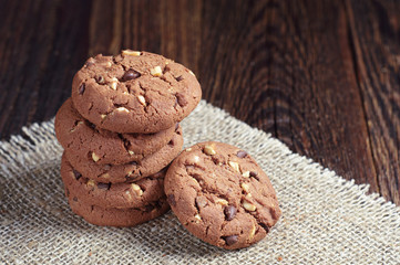 Delicious chocolate cookies with nuts