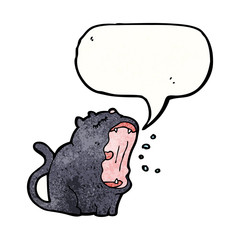 funny cartoon black cat with speech bubble