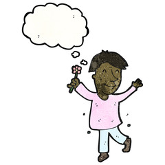 cartoon dancing man with flower