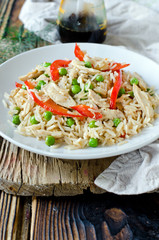 Fried rice with chicken and vegetables